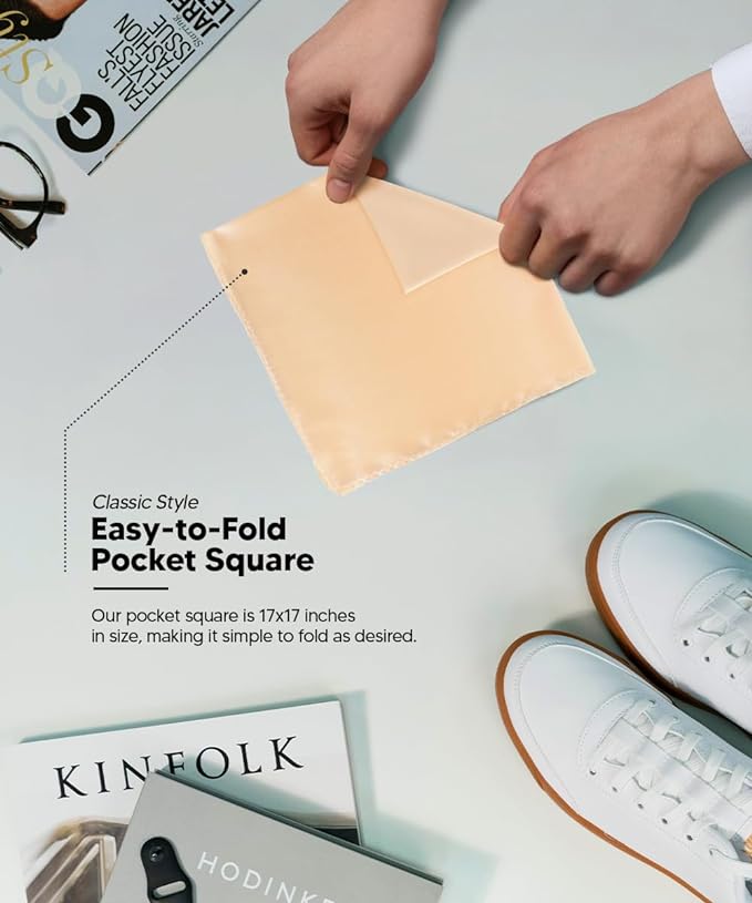 Solid Square Pocket Square (12x12 - in & 17x17 - in) by Vittorio Farina (PS - SOLID_IVORY) for Independent Retail Stores by Dubal Brothers