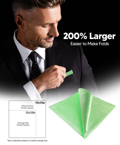 Solid Square Pocket Square (12x12 - in & 17x17 - in) by Vittorio Farina (PS - SOLID_LIME) for Independent Retail Stores by Dubal Brothers