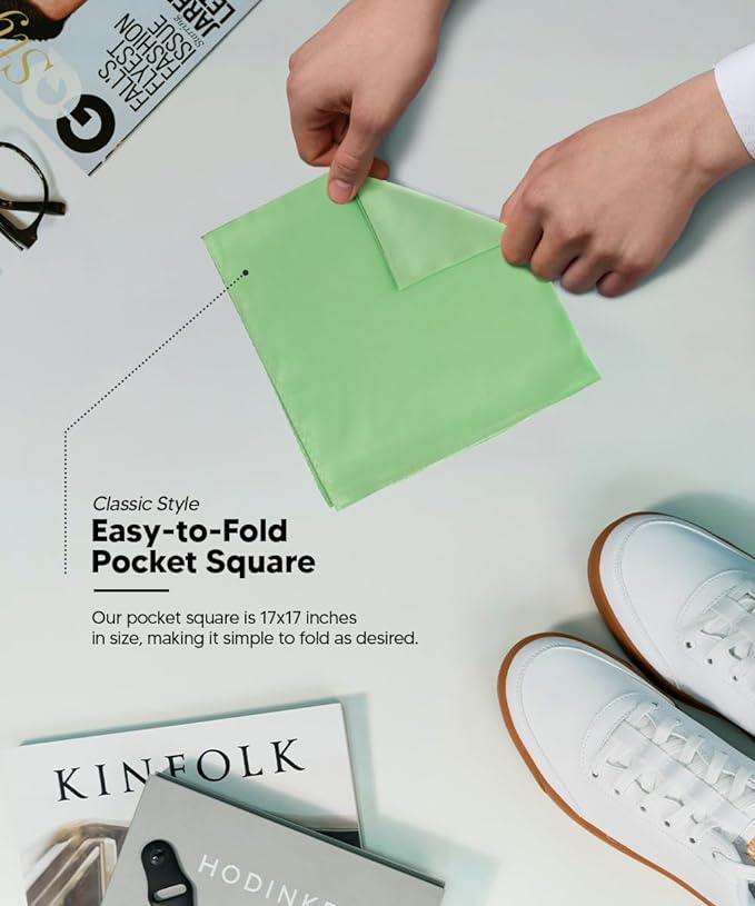 Solid Square Pocket Square (12x12 - in & 17x17 - in) by Vittorio Farina (PS - SOLID_LIME) for Independent Retail Stores by Dubal Brothers