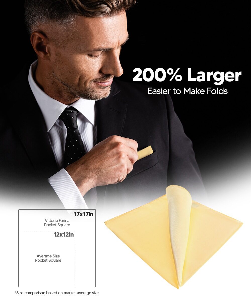 Solid Square Pocket Square (12x12 - in & 17x17 - in) by Vittorio Farina (PS - SOLID_MAIZE) for Independent Retail Stores by Dubal Brothers