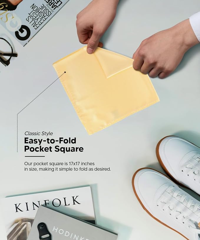 Solid Square Pocket Square (12x12 - in & 17x17 - in) by Vittorio Farina (PS - SOLID_MAIZE) for Independent Retail Stores by Dubal Brothers