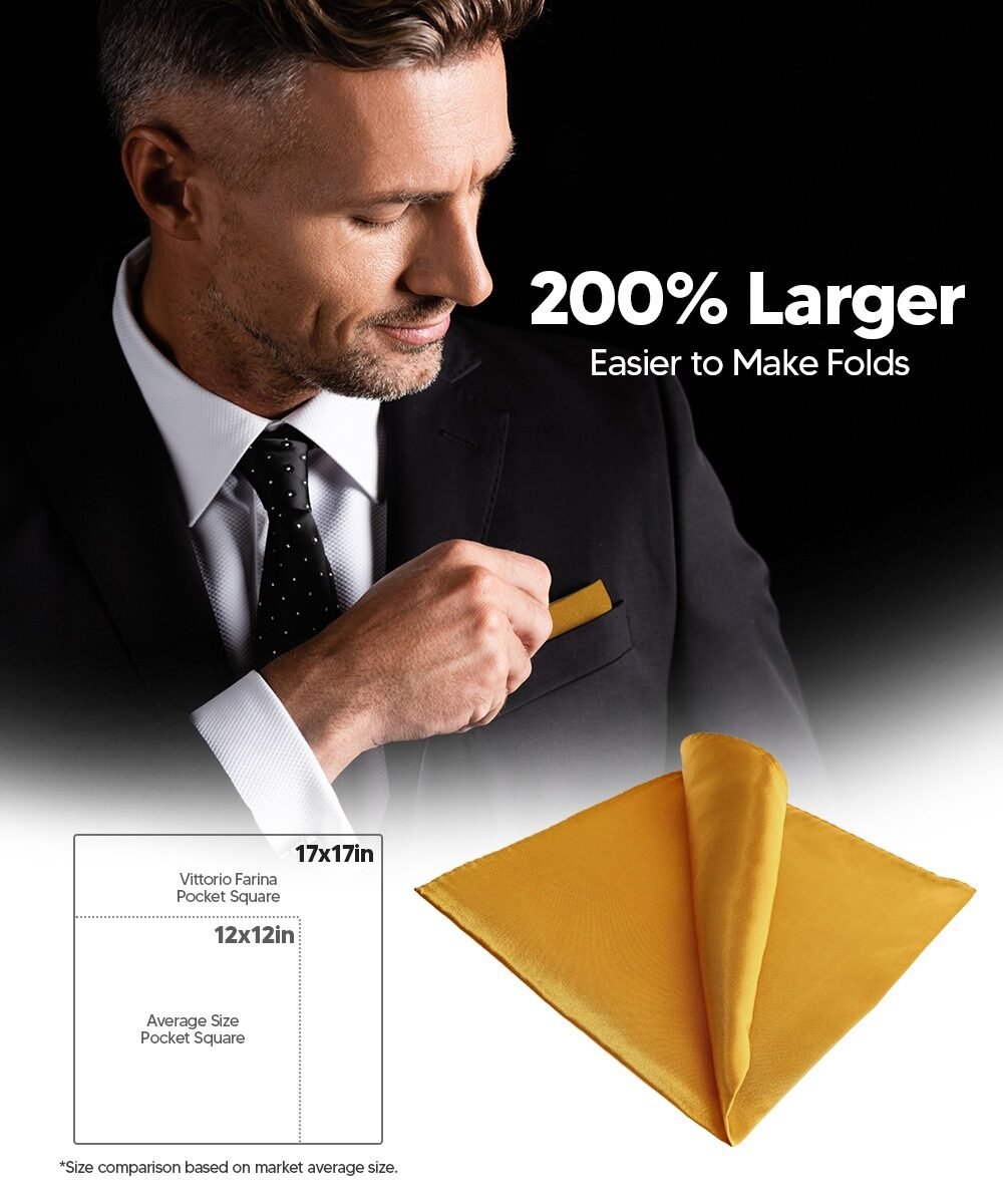 Solid Square Pocket Square (12x12 - in & 17x17 - in) by Vittorio Farina (PS - SOLID_MUSTARD) for Independent Retail Stores by Dubal Brothers