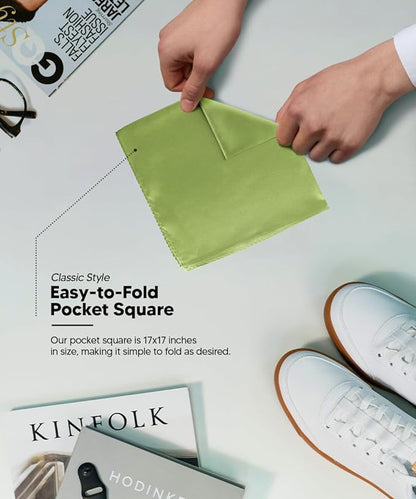 Solid Square Pocket Square (12x12 - in & 17x17 - in) by Vittorio Farina (PS - SOLID_OLIVE) for Independent Retail Stores by Dubal Brothers