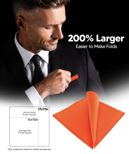 Solid Square Pocket Square (12x12 - in & 17x17 - in) by Vittorio Farina (PS - SOLID_ORANGE) for Independent Retail Stores by Dubal Brothers
