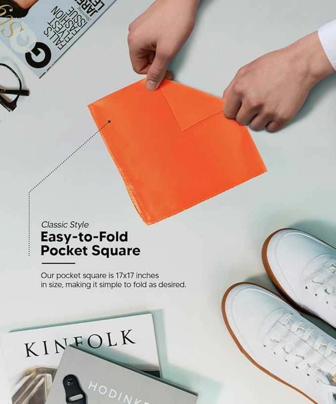 Solid Square Pocket Square (12x12 - in & 17x17 - in) by Vittorio Farina (PS - SOLID_ORANGE) for Independent Retail Stores by Dubal Brothers