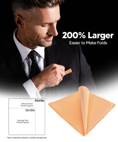 Solid Square Pocket Square (12x12 - in & 17x17 - in) by Vittorio Farina (PS - SOLID_PEACH) for Independent Retail Stores by Dubal Brothers