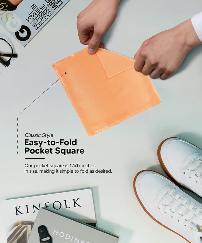 Solid Square Pocket Square (12x12 - in & 17x17 - in) by Vittorio Farina (PS - SOLID_PEACH) for Independent Retail Stores by Dubal Brothers