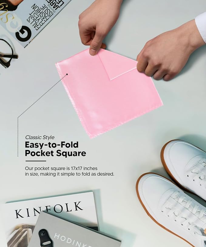 Solid Square Pocket Square (12x12 - in & 17x17 - in) by Vittorio Farina (PS - SOLID_PINK) for Independent Retail Stores by Dubal Brothers