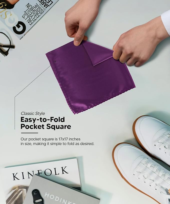 Solid Square Pocket Square (12x12 - in & 17x17 - in) by Vittorio Farina (PS - SOLID_PLUM) for Independent Retail Stores by Dubal Brothers
