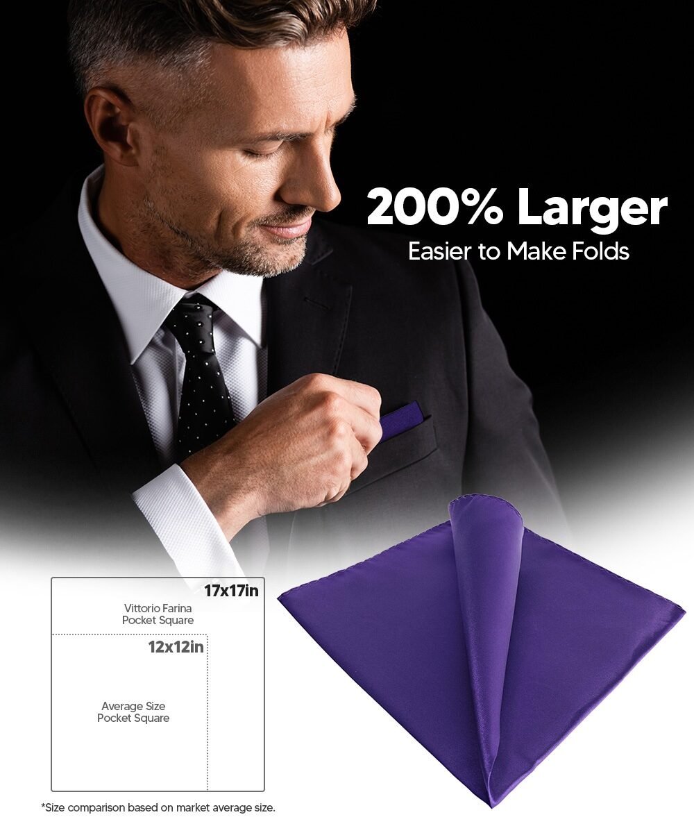 Solid Square Pocket Square (12x12 - in & 17x17 - in) by Vittorio Farina (PS - SOLID_PURPLE) for Independent Retail Stores by Dubal Brothers