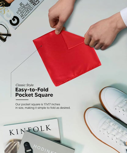 Solid Square Pocket Square (12x12 - in & 17x17 - in) by Vittorio Farina (PS - SOLID_RED) for Independent Retail Stores by Dubal Brothers