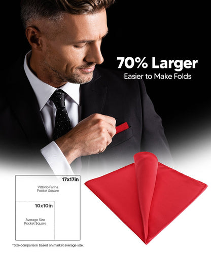 Solid Square Pocket Square (12x12 - in & 17x17 - in) by Vittorio Farina (PS - SOLID_RED) for Independent Retail Stores by Dubal Brothers