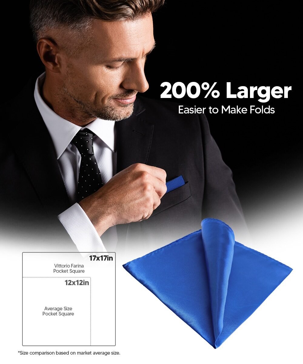 Solid Square Pocket Square (12x12 - in & 17x17 - in) by Vittorio Farina (PS - SOLID_ROYAL) for Independent Retail Stores by Dubal Brothers