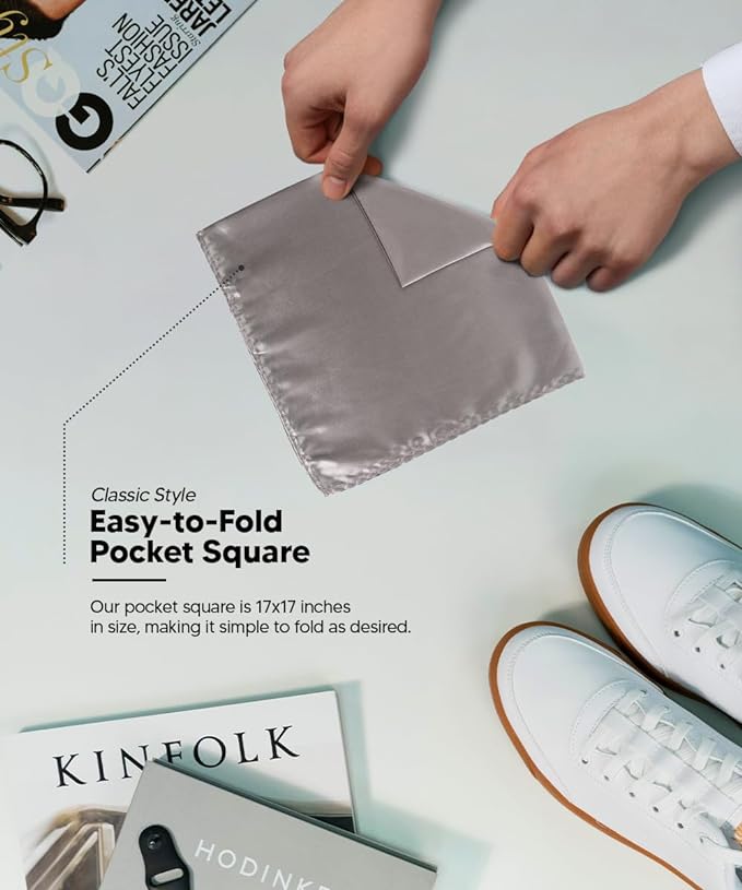 Solid Square Pocket Square (12x12 - in & 17x17 - in) by Vittorio Farina (PS - SOLID_SILVER) for Independent Retail Stores by Dubal Brothers