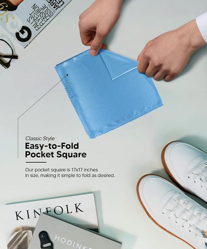 Solid Square Pocket Square (12x12 - in & 17x17 - in) by Vittorio Farina (PS - SOLID_SKY) for Independent Retail Stores by Dubal Brothers