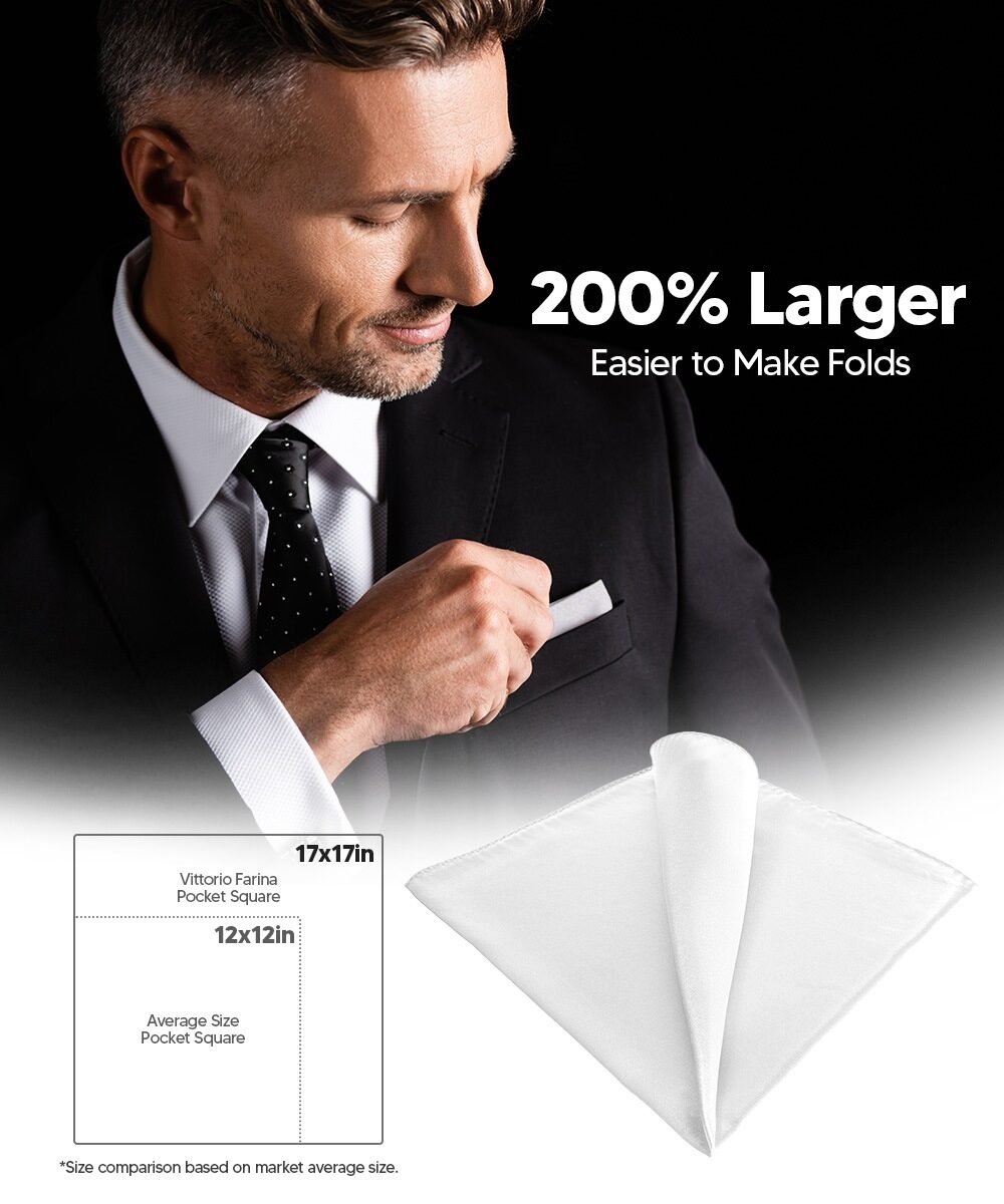 Solid Square Pocket Square (12x12 - in & 17x17 - in) by Vittorio Farina (PS - SOLID_WHITE) for Independent Retail Stores by Dubal Brothers