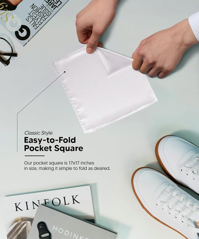 Solid Square Pocket Square (12x12 - in & 17x17 - in) by Vittorio Farina (PS - SOLID_WHITE) for Independent Retail Stores by Dubal Brothers