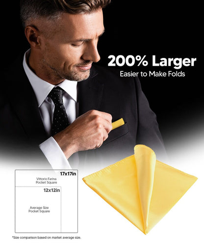 Solid Square Pocket Square (12x12 - in & 17x17 - in) by Vittorio Farina (PS - SOLID_YELLOW) for Independent Retail Stores by Dubal Brothers