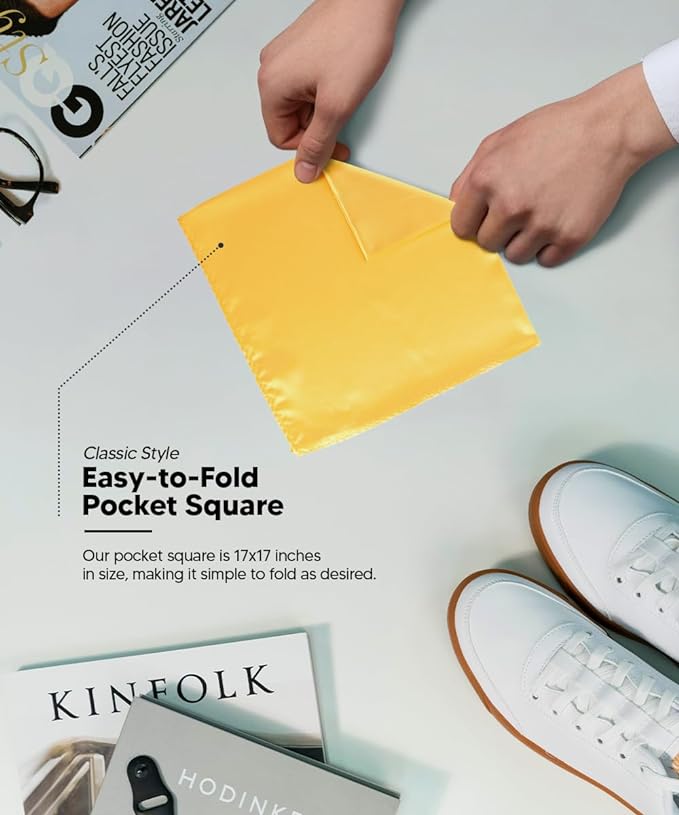 Solid Square Pocket Square (12x12 - in & 17x17 - in) by Vittorio Farina (PS - SOLID_YELLOW) for Independent Retail Stores by Dubal Brothers