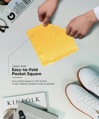 Solid Square Pocket Square (12x12 - in & 17x17 - in) by Vittorio Farina (PS - SOLID_YELLOW) for Independent Retail Stores by Dubal Brothers