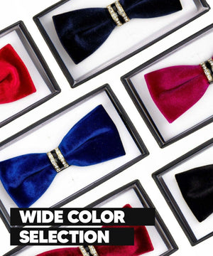 Solid Velvet Bow Tie in a Box by Vittorio Farina - Black - Wholesale Bow Tie by Dubal Brothers