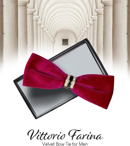 Solid Velvet Bow Tie in a Box by Vittorio Farina (vb - 006) for Independent Retail Stores by Dubal Brothers