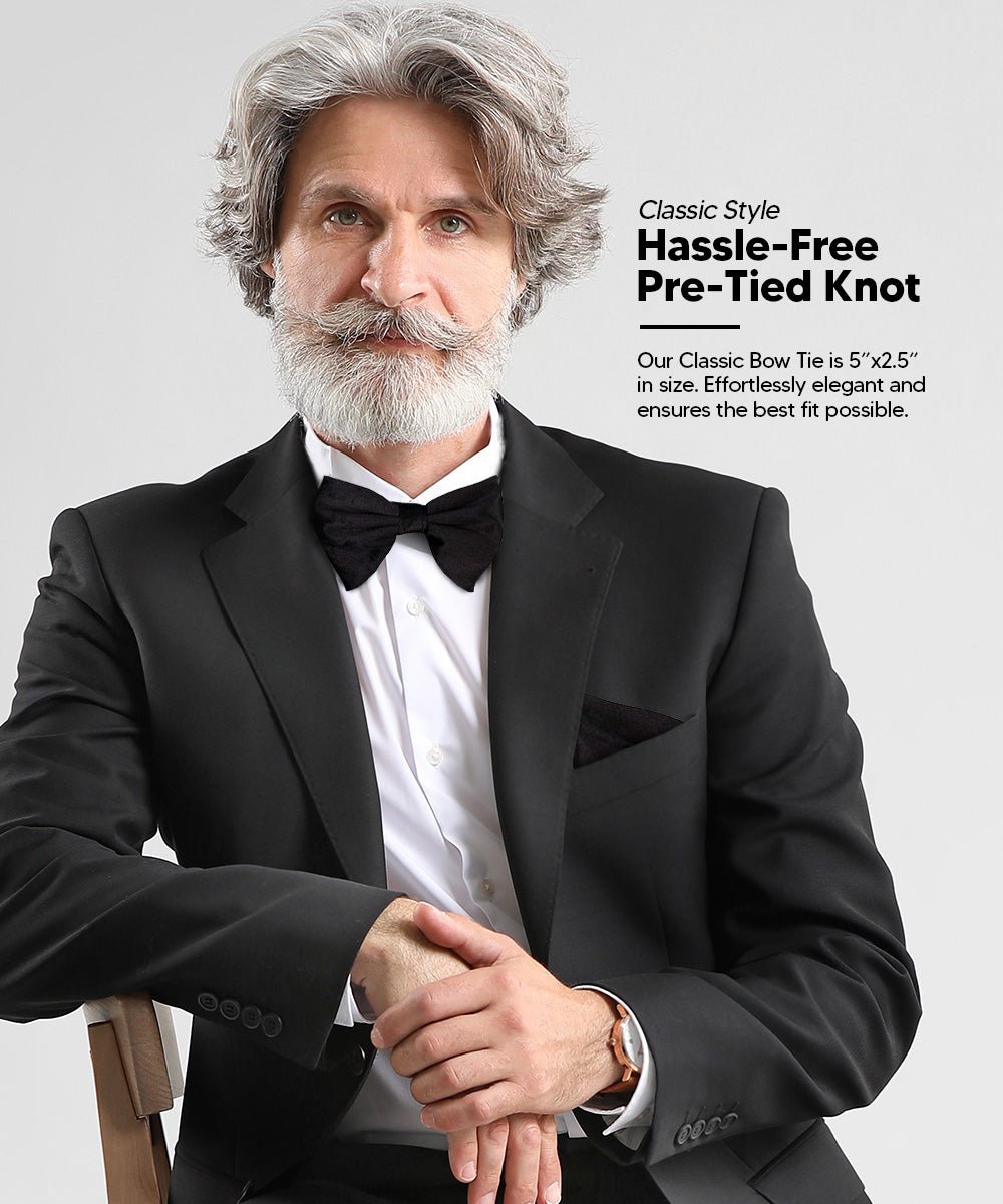 Solid Velvet Edwardian Bow Tie & Pocket Square in a Box by Vittorio Farina (vtb - 001) for Independent Retail Stores by Dubal Brothers