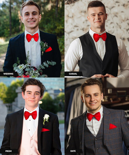 Solid Velvet Edwardian Bow Tie & Pocket Square in a Box by Vittorio Farina (vtb - 003) for Independent Retail Stores by Dubal Brothers