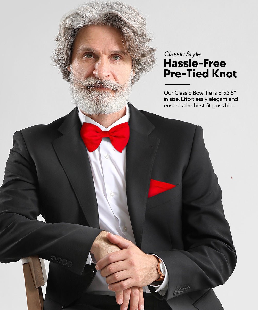 Solid Velvet Edwardian Bow Tie & Pocket Square in a Box by Vittorio Farina (vtb - 003) for Independent Retail Stores by Dubal Brothers