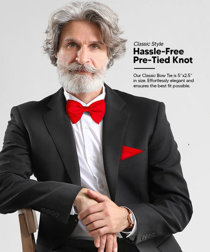 Solid Velvet Edwardian Bow Tie & Pocket Square in a Box by Vittorio Farina (vtb - 003) for Independent Retail Stores by Dubal Brothers