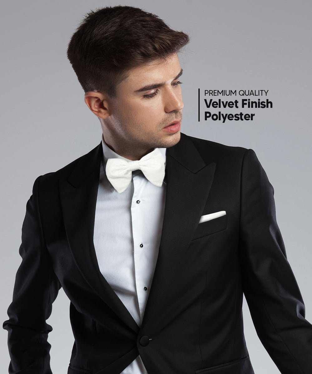 Solid Velvet Edwardian Bow Tie & Pocket Square in a Box by Vittorio Farina (vtb - 004) for Independent Retail Stores by Dubal Brothers