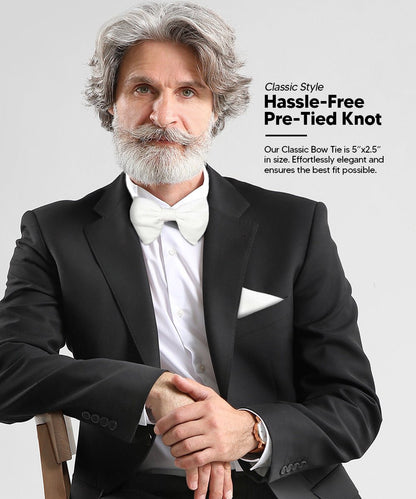 Solid Velvet Edwardian Bow Tie & Pocket Square in a Box by Vittorio Farina (vtb - 004) for Independent Retail Stores by Dubal Brothers