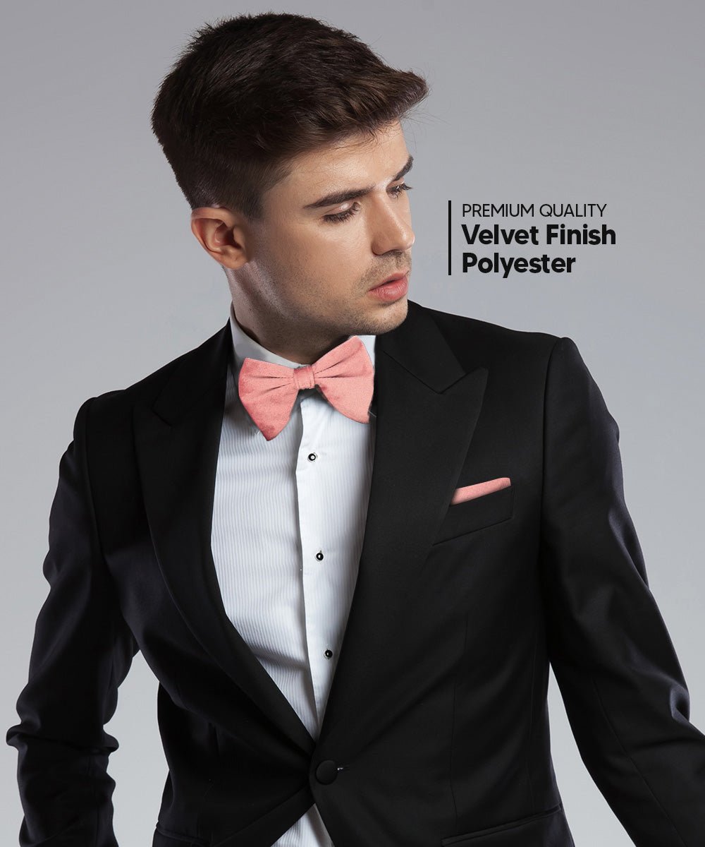 Solid Velvet Edwardian Bow Tie & Pocket Square in a Box by Vittorio Farina (vtb - 006) for Independent Retail Stores by Dubal Brothers