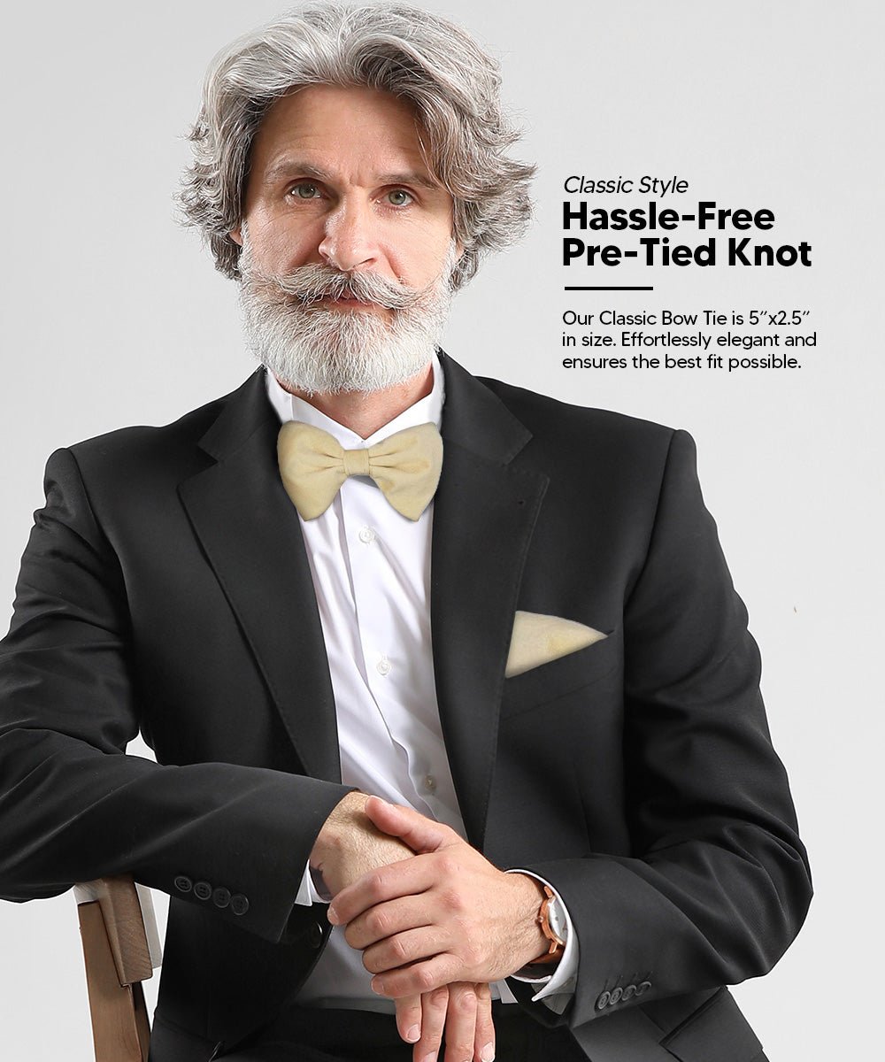 Solid Velvet Edwardian Bow Tie & Pocket Square in a Box by Vittorio Farina (vtb - 008) for Independent Retail Stores by Dubal Brothers