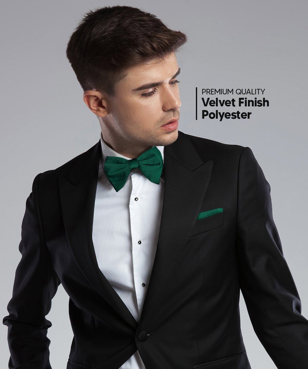 Solid Velvet Edwardian Bow Tie & Pocket Square in a Box by Vittorio Farina (vtb - 009) for Independent Retail Stores by Dubal Brothers