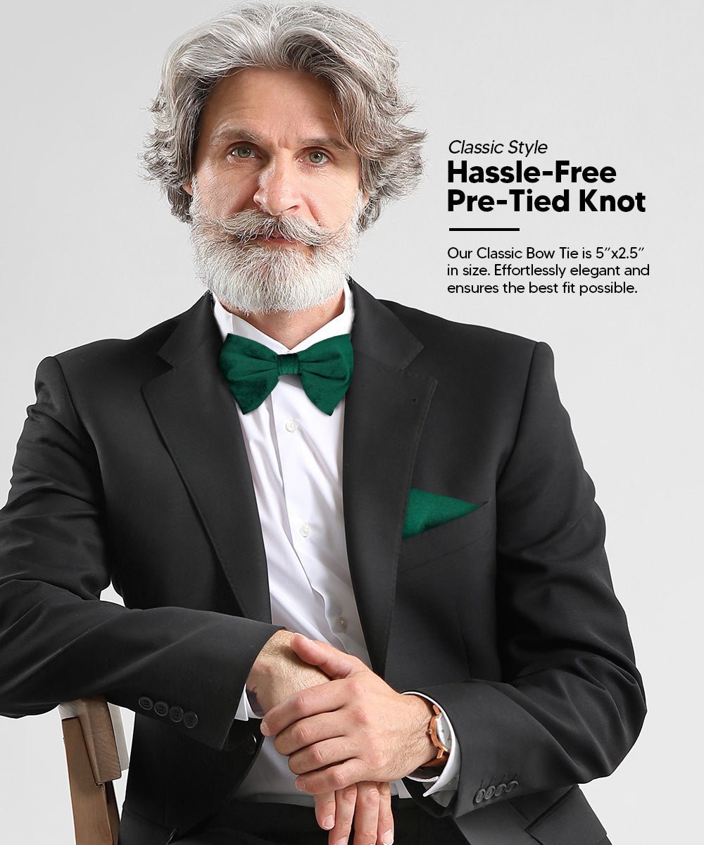 Solid Velvet Edwardian Bow Tie & Pocket Square in a Box by Vittorio Farina (vtb - 009) for Independent Retail Stores by Dubal Brothers