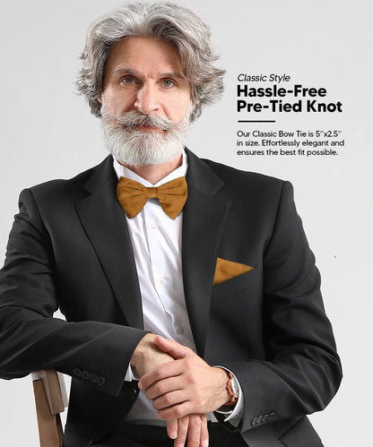 Solid Velvet Edwardian Bow Tie & Pocket Square in a Box by Vittorio Farina (vtb - 010) for Independent Retail Stores by Dubal Brothers