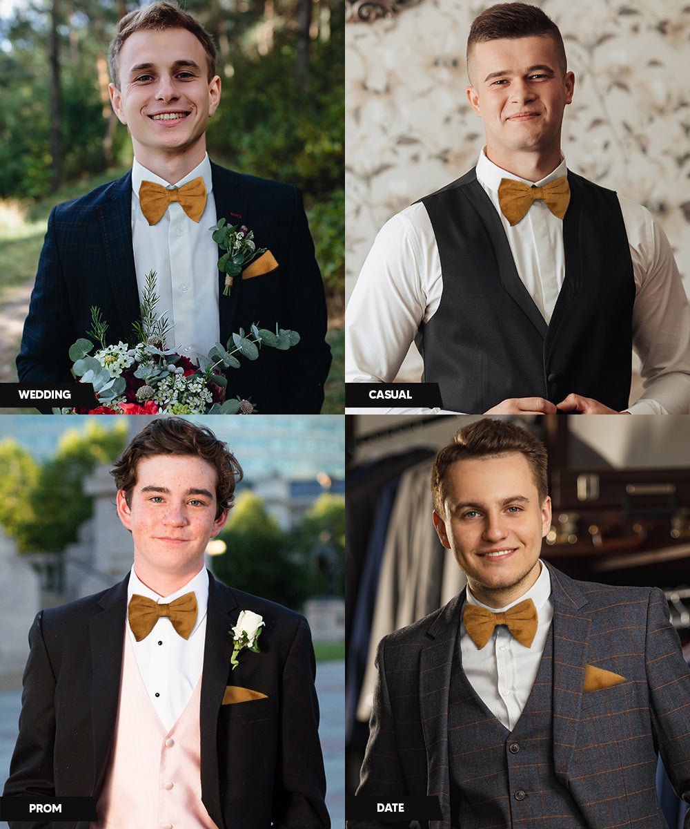 Solid Velvet Edwardian Bow Tie & Pocket Square in a Box by Vittorio Farina (vtb - 010) for Independent Retail Stores by Dubal Brothers