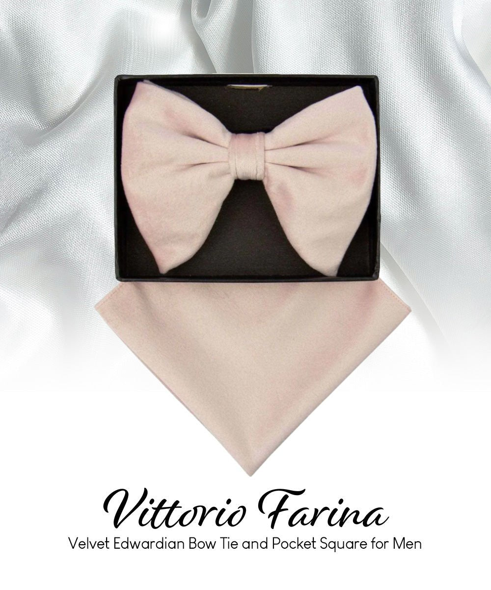 Solid Velvet Edwardian Bow Tie & Pocket Square in a Box by Vittorio Farina (vtb - 011) for Independent Retail Stores by Dubal Brothers