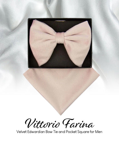 Solid Velvet Edwardian Bow Tie & Pocket Square in a Box by Vittorio Farina (vtb - 011) for Independent Retail Stores by Dubal Brothers