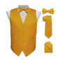 Solid Vest Set with Black Back (Vest, Bow Tie, Necktie and Pocket Square) by Vittorio Farina: Lime, Mustard, Orange, Purple, Red, Rose Gold and Navy Blue (vest_plain_BB_mustard_XS) for Independent Retail Stores by Dubal Brothers