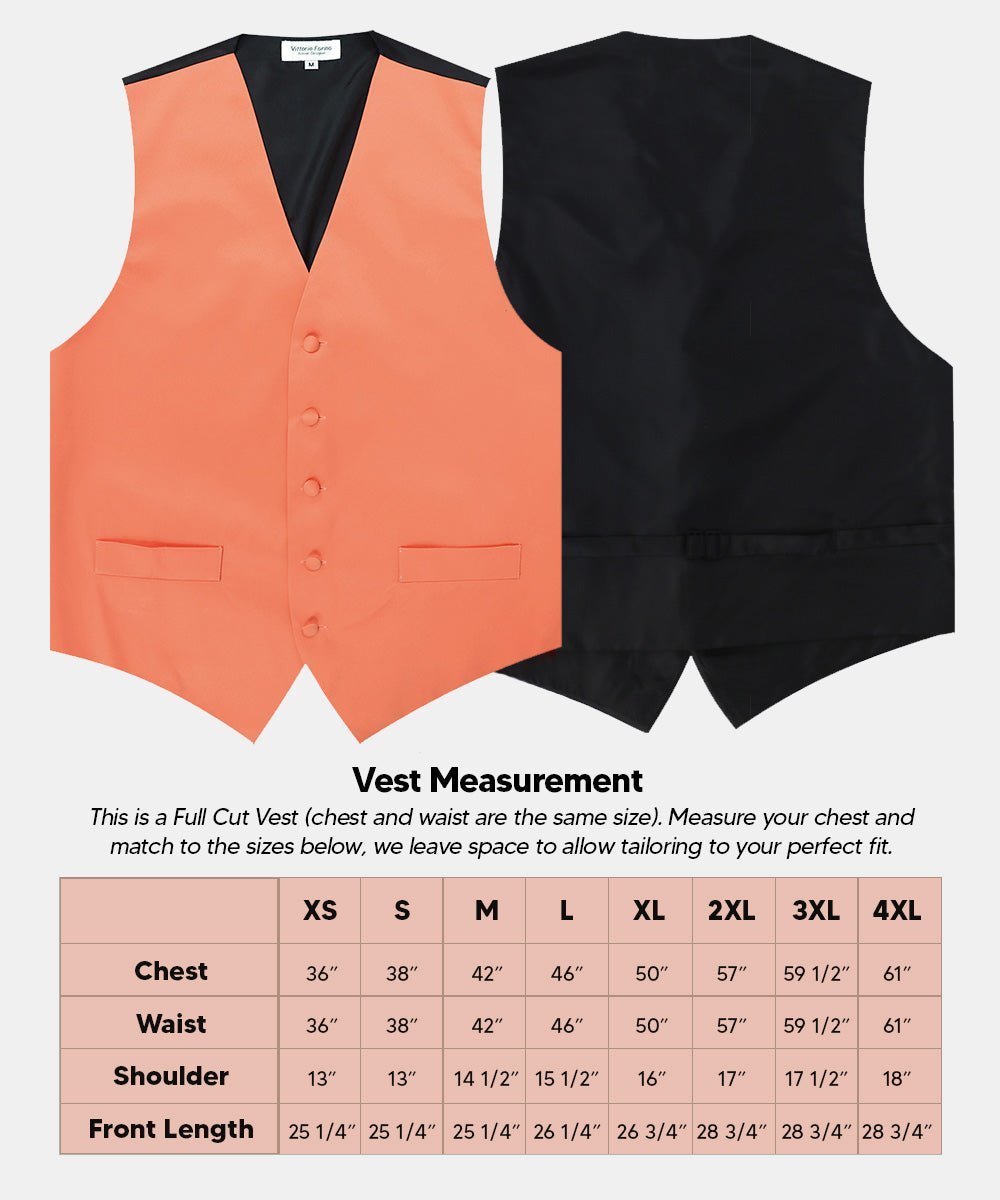 Solid Vest Set with Black Back (Vest, Bow Tie, Necktie and Pocket Square) by Vittorio Farina: Lime, Mustard, Orange, Purple, Red, Rose Gold and Navy Blue (vest_plain_BB_rosegold_XS) for Independent Retail Stores by Dubal Brothers