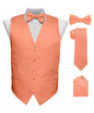 Solid Vest Set with Black Back (Vest, Bow Tie, Necktie and Pocket Square) by Vittorio Farina: Lime, Mustard, Orange, Purple, Red, Rose Gold and Navy Blue (vest_plain_BB_rosegold_XS) for Independent Retail Stores by Dubal Brothers