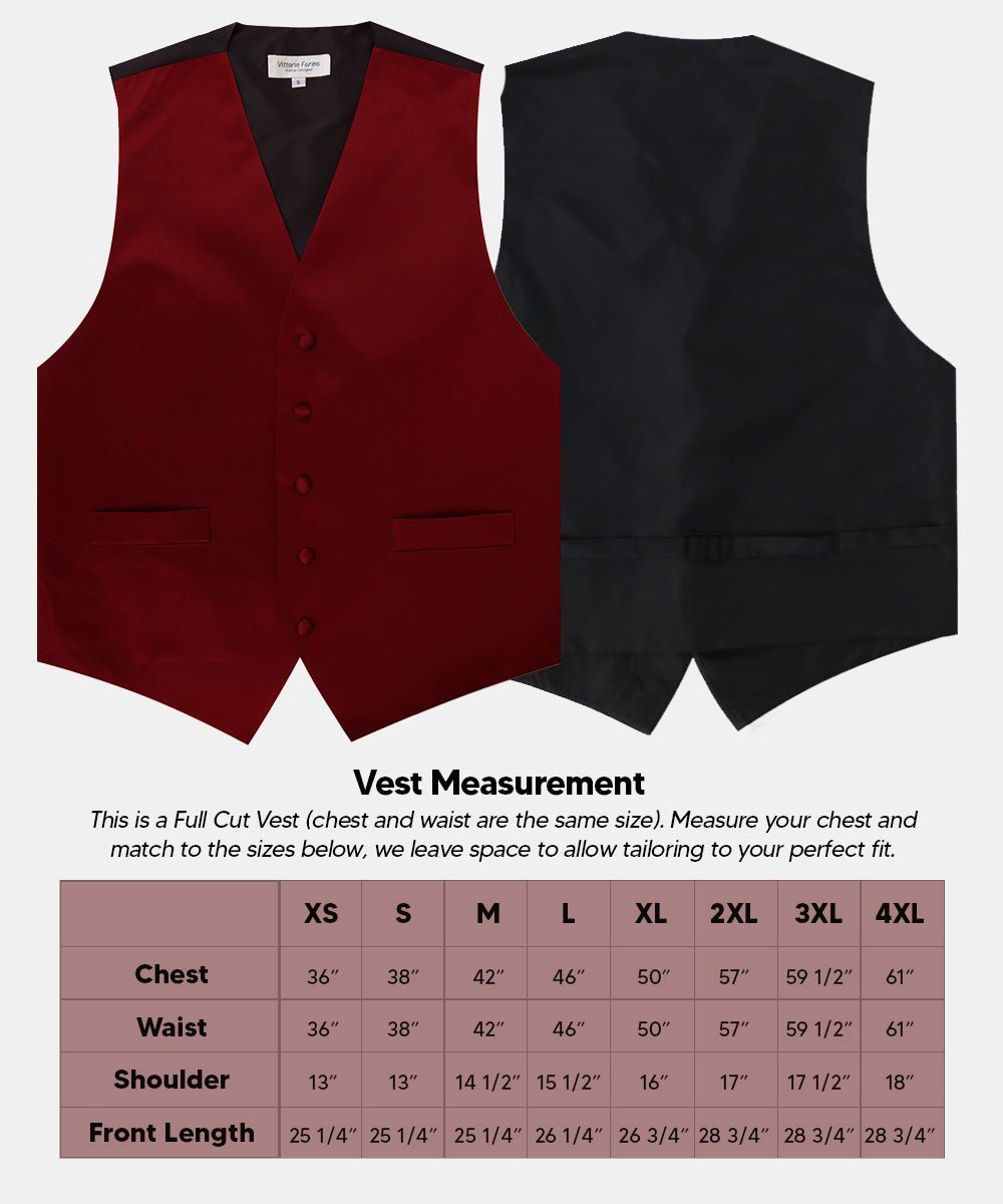 Solid Vest Set with Black Back (Vest, Bow Tie, Necktie and Pocket Square) by Vittorio Farina: Maroon, Black, Burgundy, Coral, Hot Pink and Hunter Green (vest_plain_BB_aggiemaroon_XS) for Independent Retail Stores by Dubal Brothers