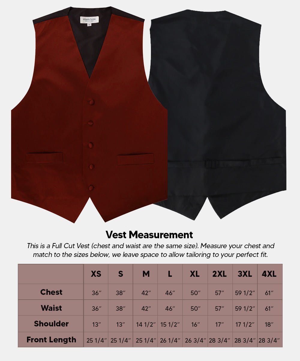 Solid Vest Set with Black Back (Vest, Bow Tie, Necktie and Pocket Square) by Vittorio Farina: Maroon, Black, Burgundy, Coral, Hot Pink and Hunter Green (vest_plain_BB_burgundy_XS) for Independent Retail Stores by Dubal Brothers