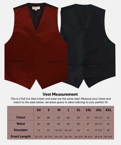 Solid Vest Set with Black Back (Vest, Bow Tie, Necktie and Pocket Square) by Vittorio Farina: Maroon, Black, Burgundy, Coral, Hot Pink and Hunter Green (vest_plain_BB_burgundy_XS) for Independent Retail Stores by Dubal Brothers