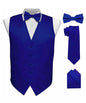 Solid Vest Set with Black Back (Vest, Bow Tie, Necktie and Pocket Square) by Vittorio Farina: Royal Blue, Silver, Teal, Burnt Orange and Wine (vest_plain_BB_royal_XS) for Independent Retail Stores by Dubal Brothers