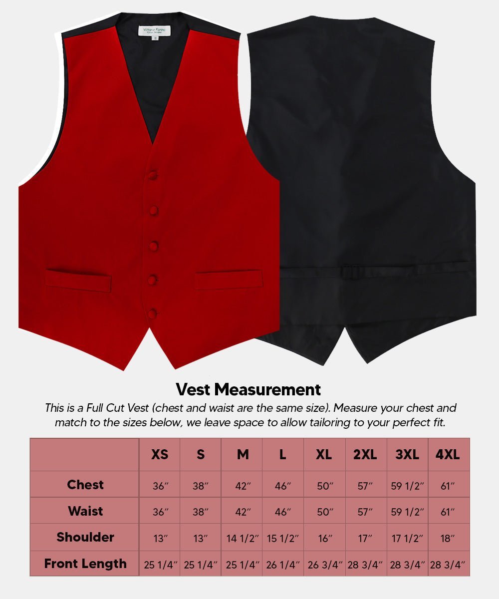 Solid Vest Set with Black Back (Vest, Bow Tie, Necktie and Pocket Square) by Vittorio Farina: Royal Blue, Silver, Teal, Burnt Orange and Wine (vest_plain_BB_wine_XS) for Independent Retail Stores by Dubal Brothers