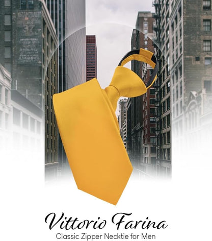 Solid Zipper Necktie by Vittorio Farina (N - ZIPPER_AMBER) for Independent Retail Stores by Dubal Brothers