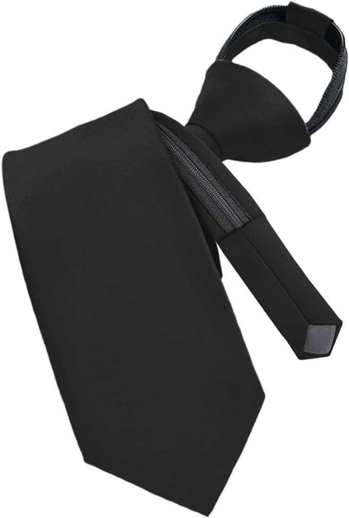 Solid Zipper Necktie by Vittorio Farina (N - ZIPPER_BLACK) for Independent Retail Stores by Dubal Brothers